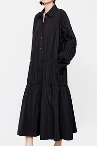 SUPIMA Cotton High-Density Pleated Oversized Shirt Dress