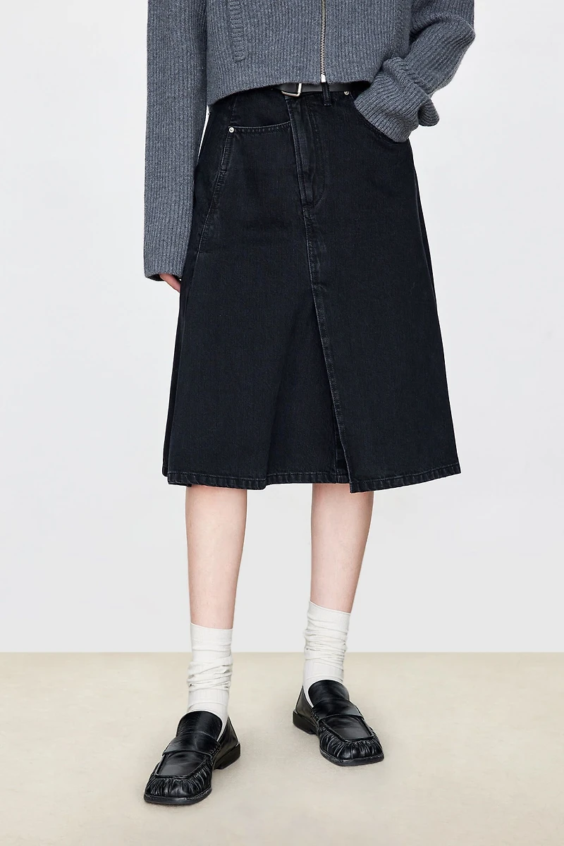 Italian Denim Asymmetric Placket Skirt