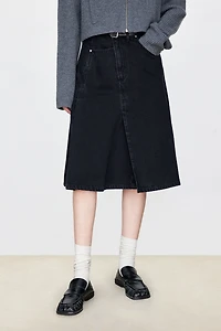 Italian Denim Asymmetric Placket Skirt