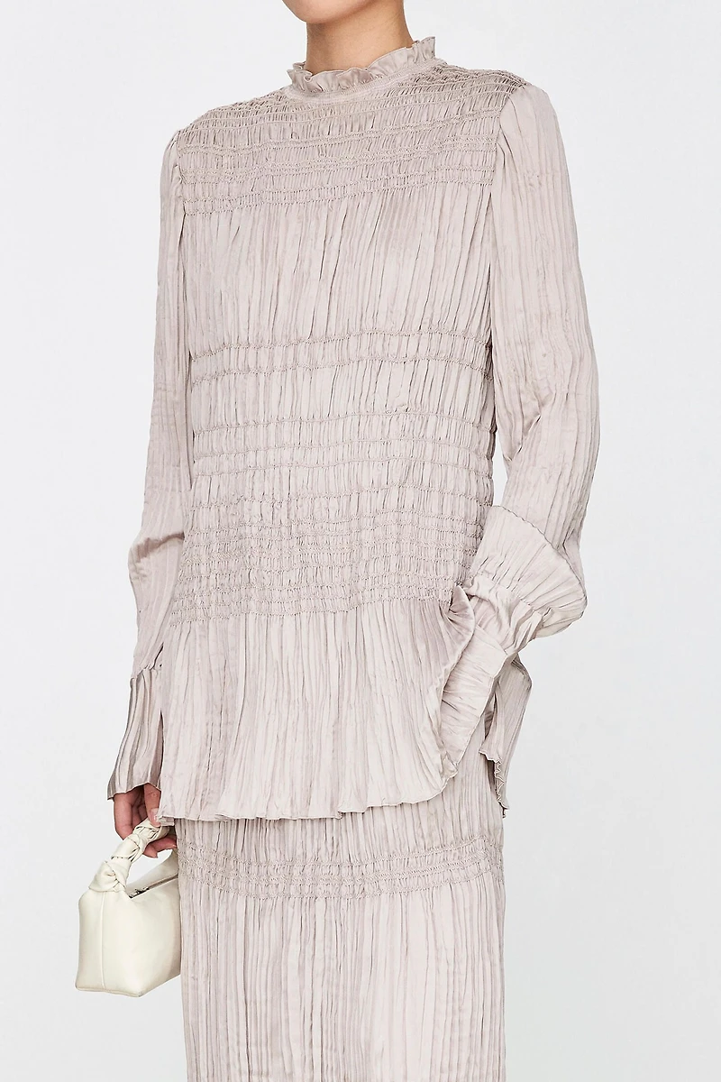 Matte Pearlescent Hand-Pleated Blouse