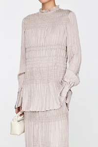 Matte Pearlescent Hand-Pleated Blouse