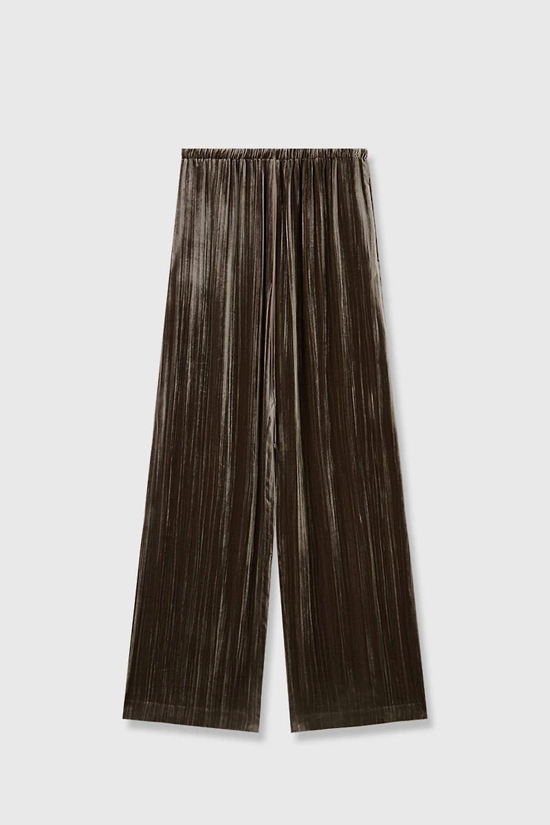 3D Pleated Silk Velvet Pants