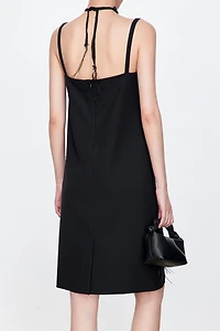 Sleek Beaded Ostrich Feather Slip Dress