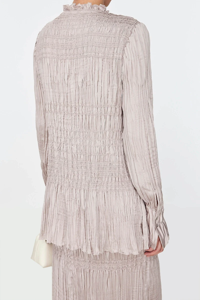 Matte Pearlescent Hand-Pleated Blouse
