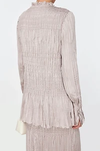 Matte Pearlescent Hand-Pleated Blouse