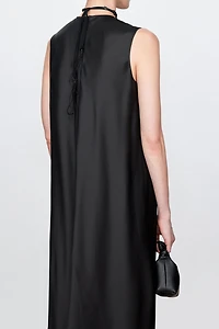 Asymmetric Silk Organza Draped Sleeveless Dress