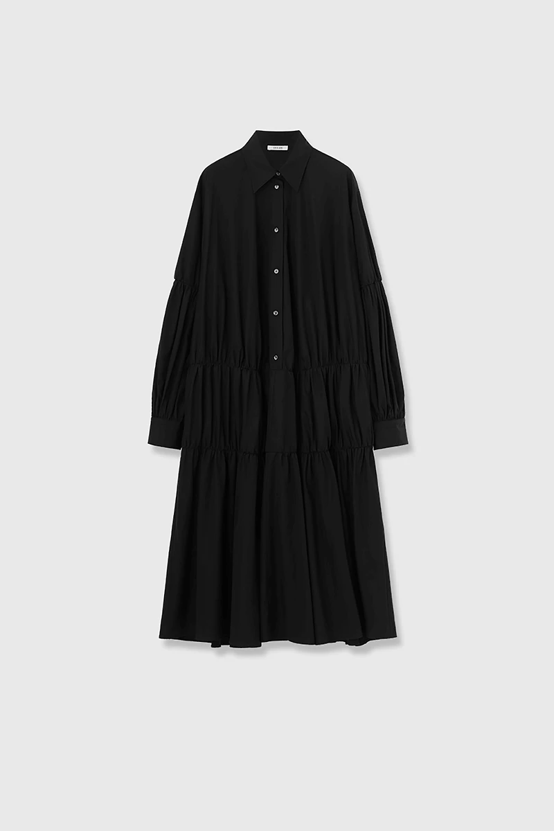 SUPIMA Cotton High-Density Pleated Oversized Shirt Dress