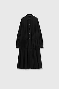 SUPIMA Cotton High-Density Pleated Oversized Shirt Dress