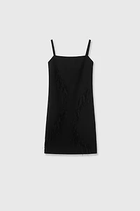 Sleek Beaded Ostrich Feather Slip Dress
