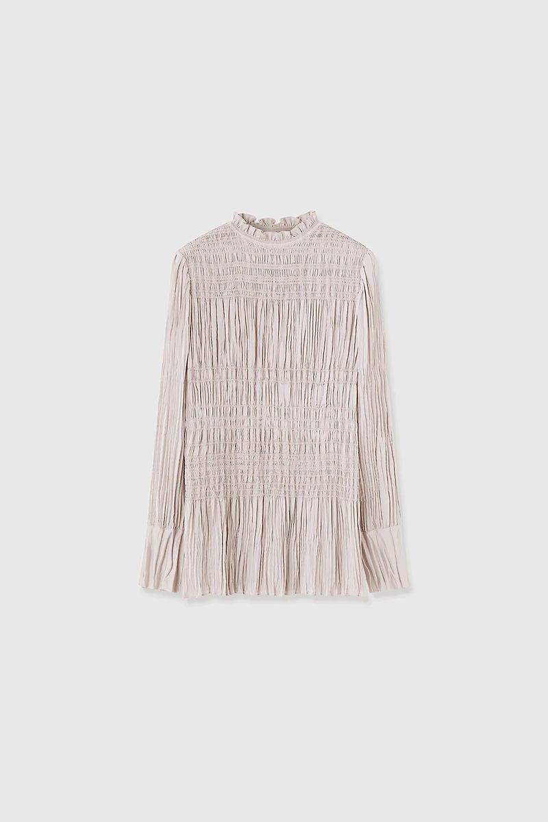 Matte Pearlescent Hand-Pleated Blouse