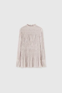 Matte Pearlescent Hand-Pleated Blouse