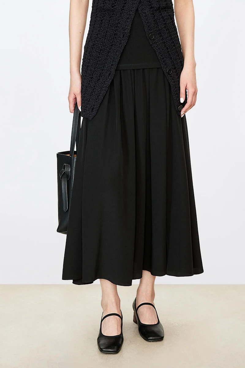 6A Grade Silk Spliced Split Midi Skirt