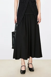 6A Grade Silk Spliced Split Midi Skirt