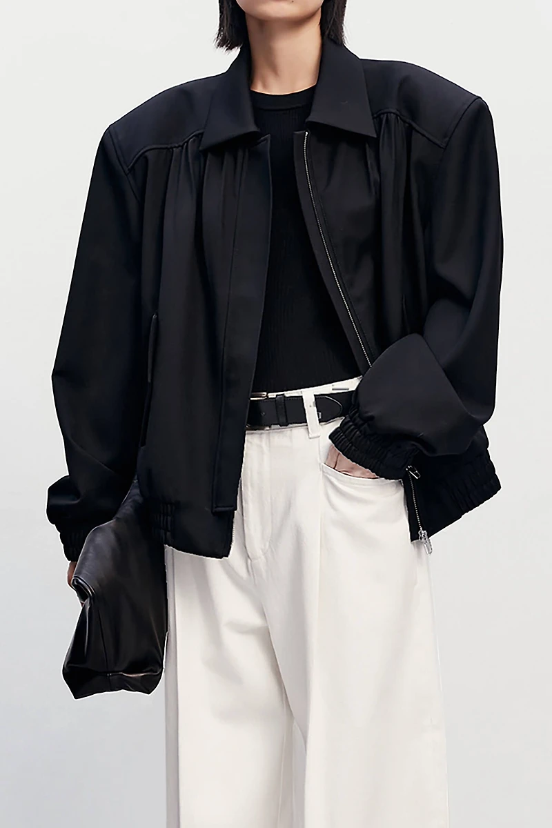 80's-Inspired Fine Wool Oversized Jacket