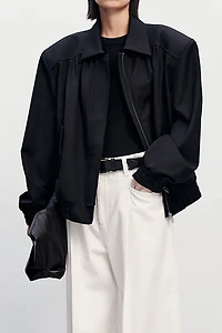 80's-Inspired Fine Wool Oversized Jacket