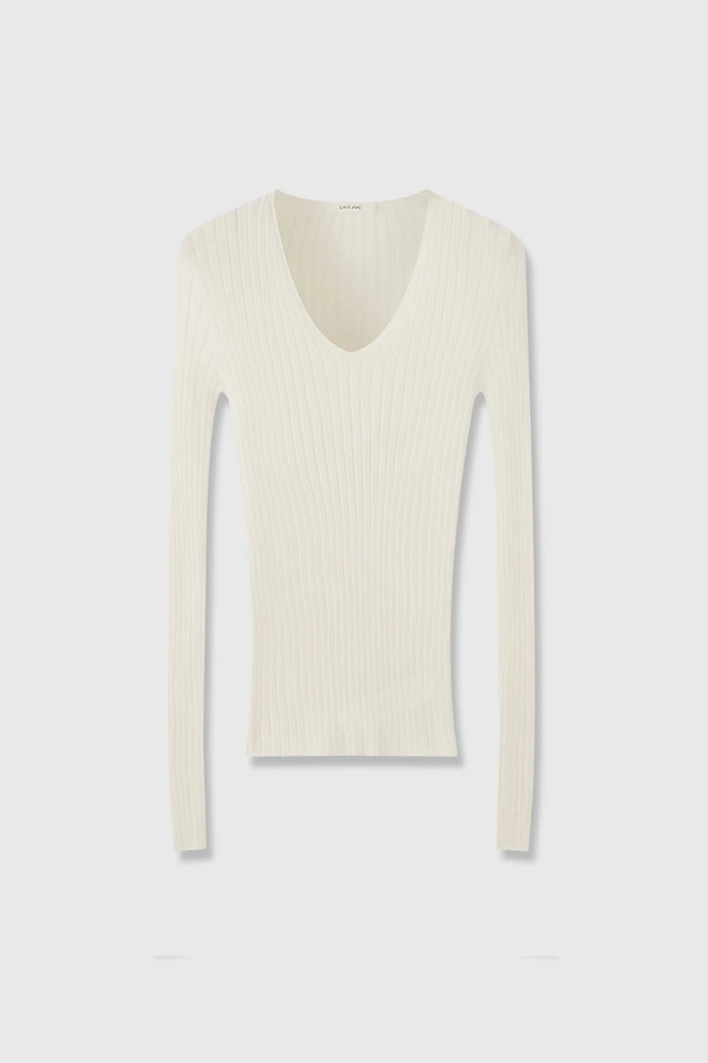 80s Fine-Spun Cashmere Seamless Long-Sleeve Knit