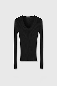 80s Fine-Spun Cashmere Seamless Long-Sleeve Knit