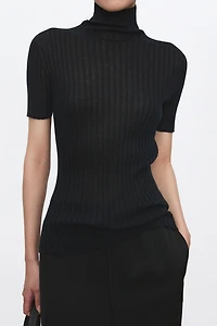 80s Fine-Spun Cashmere Seamless Short-Sleeve Knit