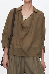 All Ramie Draped‑Collar Shirt