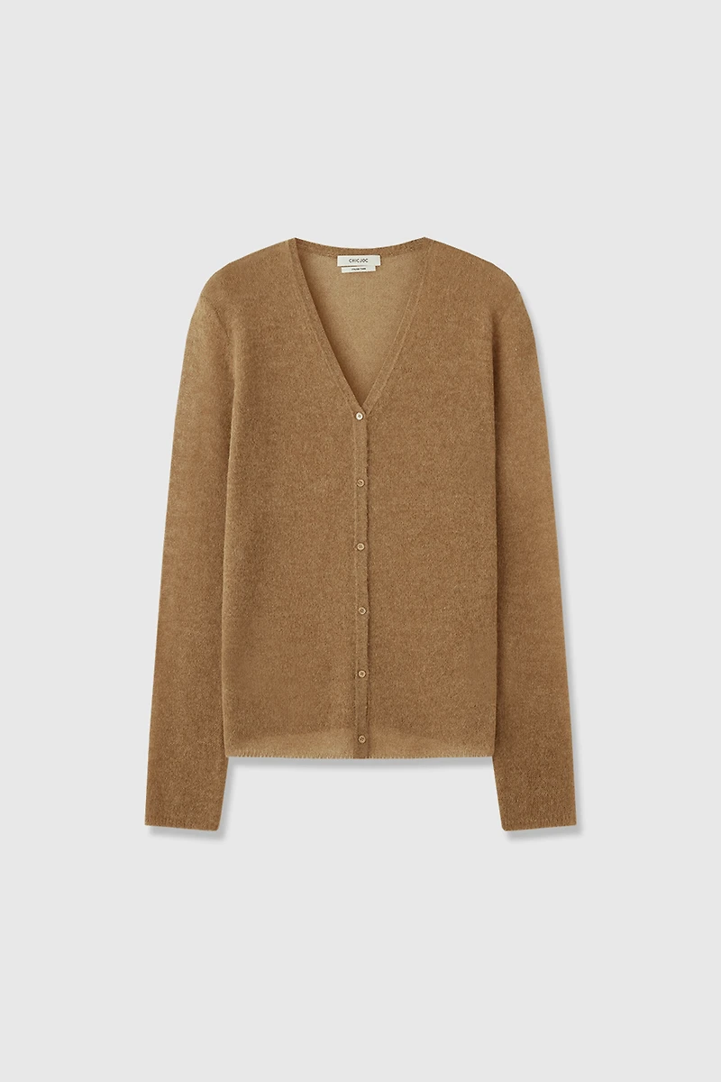 Alpaca Wool V-Neck Cardigan