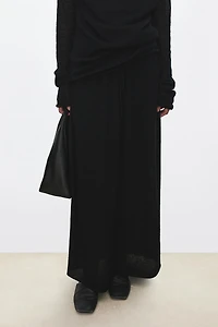 Alpaca Blend Drawstring Waist Midi Skirt