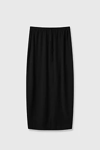 Alpaca Blend Drawstring Waist Midi Skirt