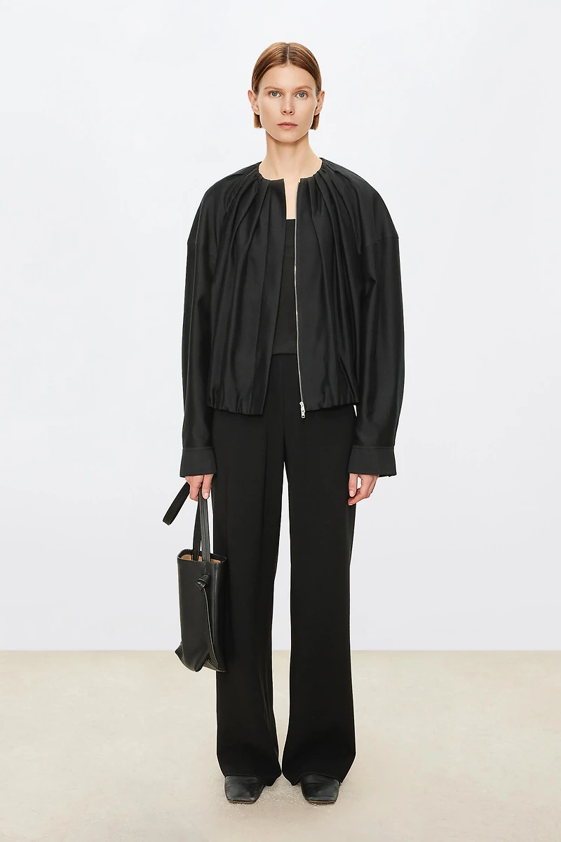 Anti-Wrinkle Fiber Straight-Leg Long Trousers
