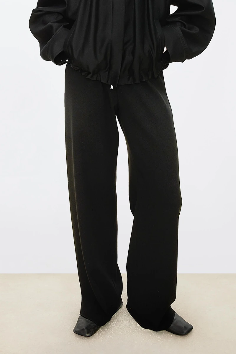 Anti-Wrinkle Fiber Straight-Leg Long Trousers