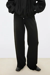 Anti-Wrinkle Fiber Straight-Leg Long Trousers