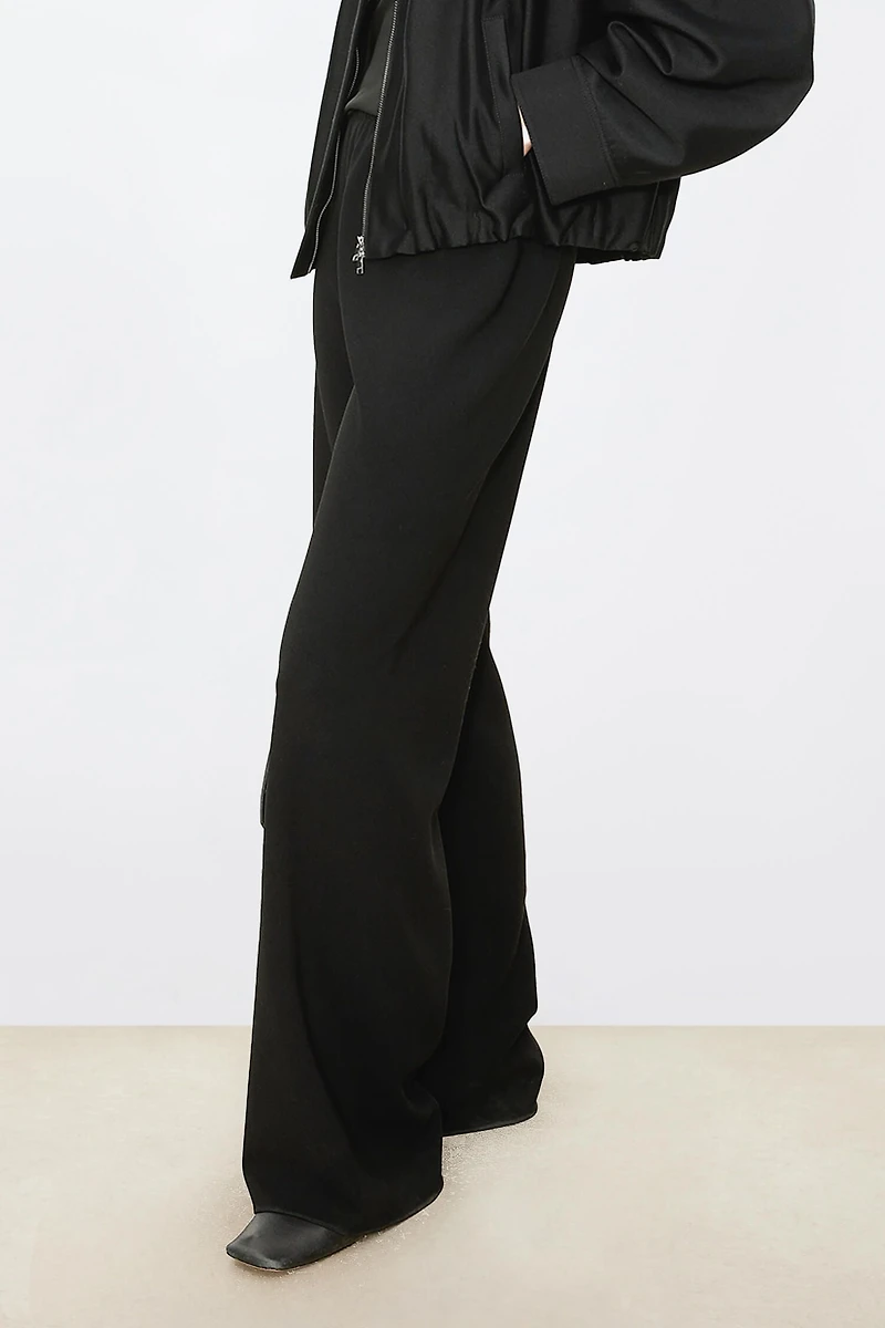 Anti-Wrinkle Fiber Straight-Leg Long Trousers