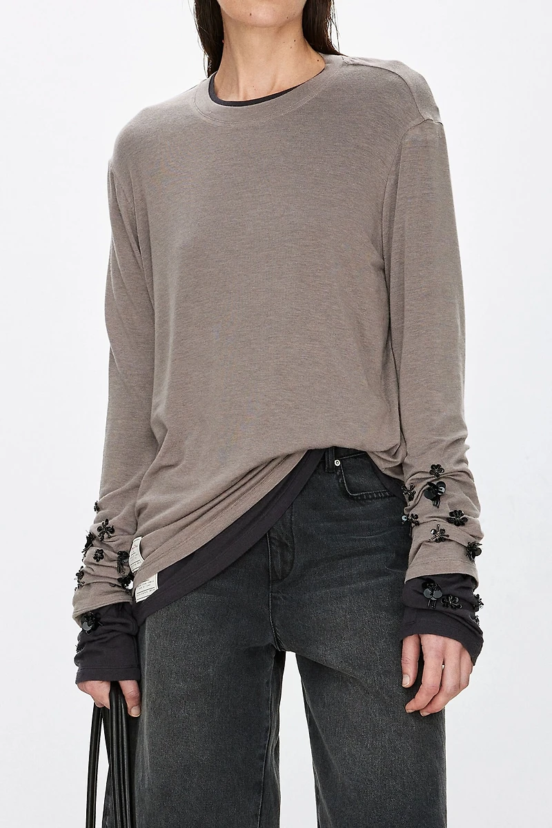 Artisan Japanese Silk-Cashmere Beaded T-Shirt