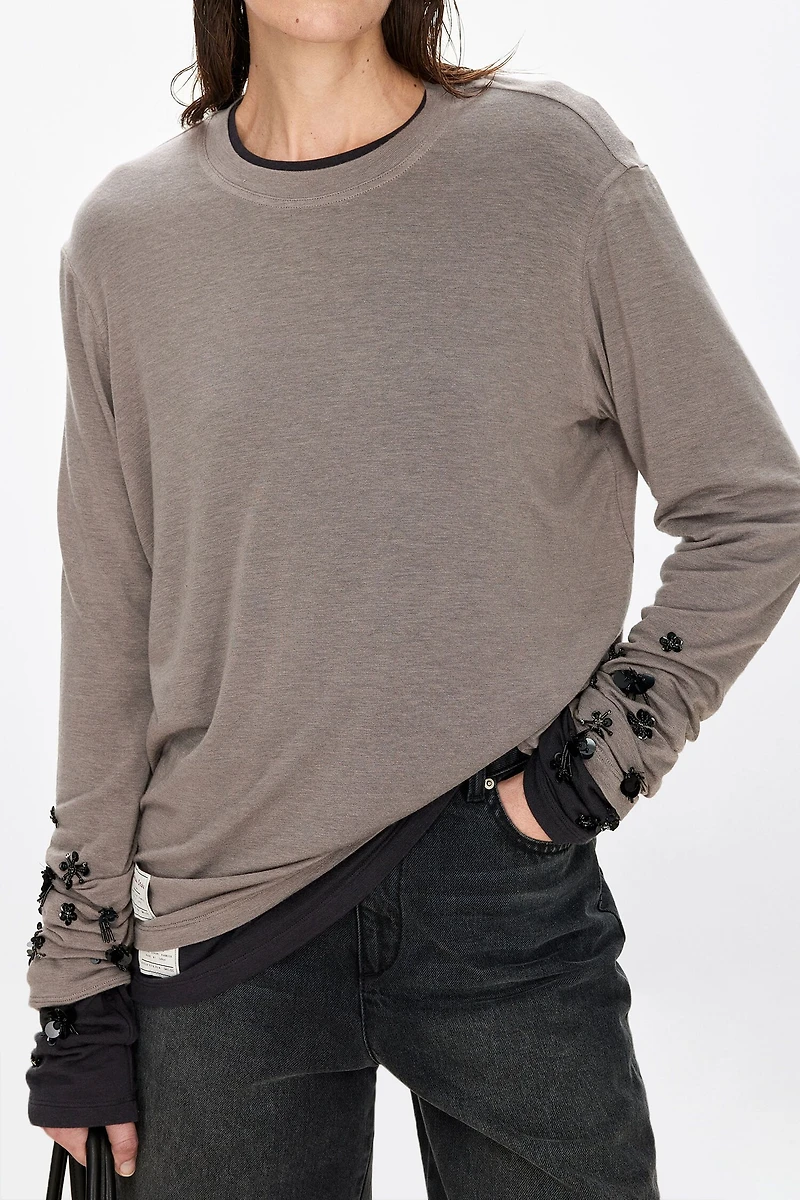 Artisan Japanese Silk-Cashmere Beaded T-Shirt