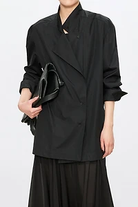 Asymmetrical Double-Layered Collar Shirt