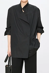 Asymmetrical Double-Layered Collar Shirt