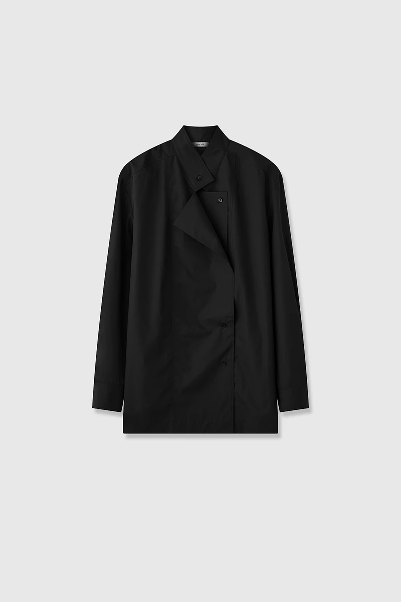 Asymmetrical Double-Layered Collar Shirt