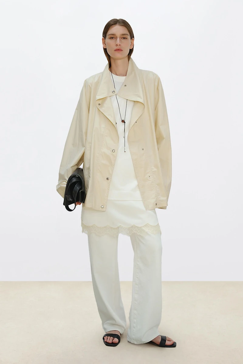 Batwing Sleeve Cropped Trench