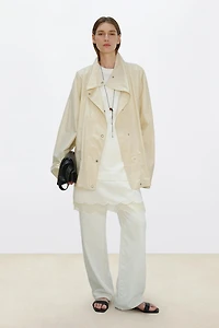 Batwing Sleeve Cropped Trench
