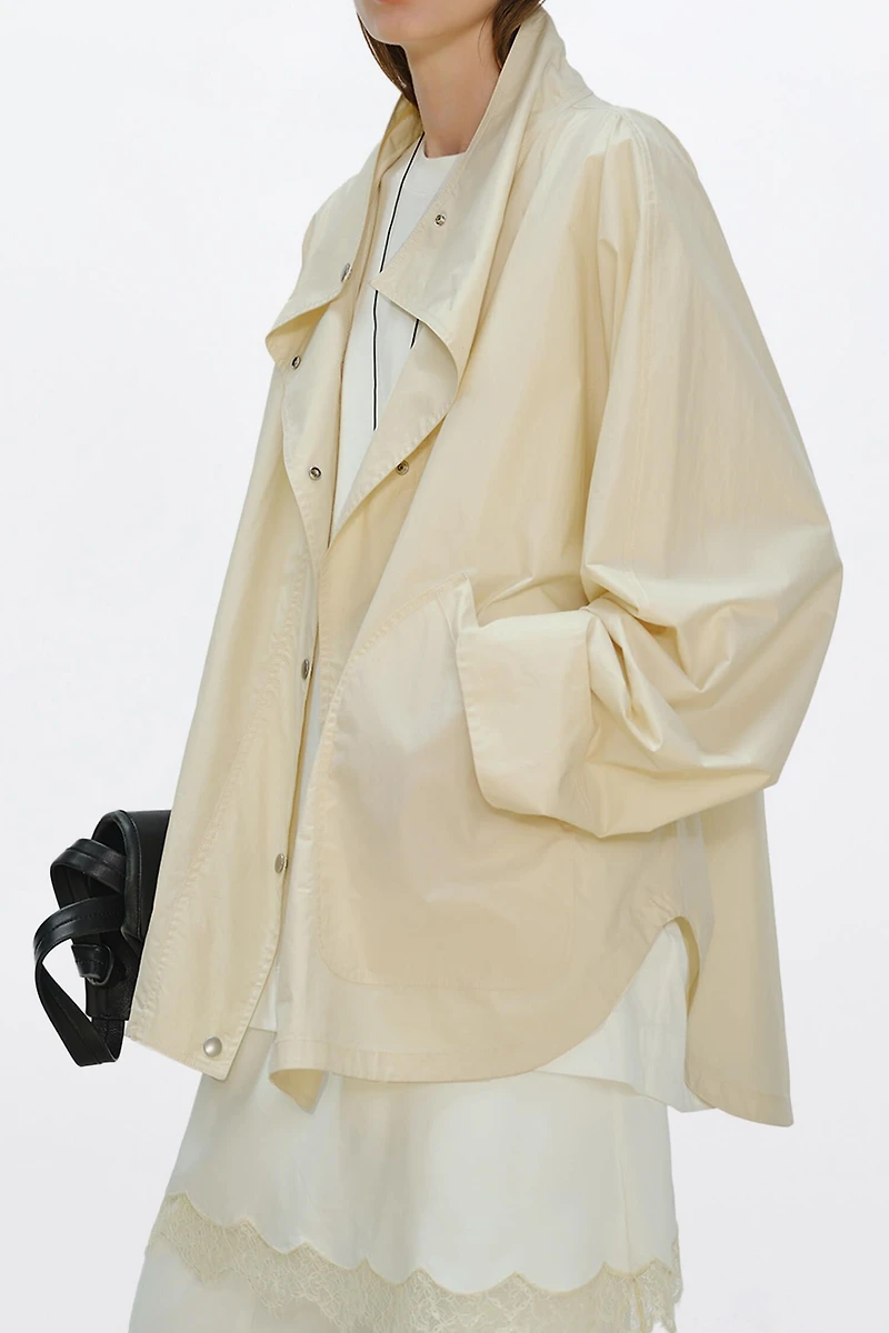 Batwing Sleeve Cropped Trench