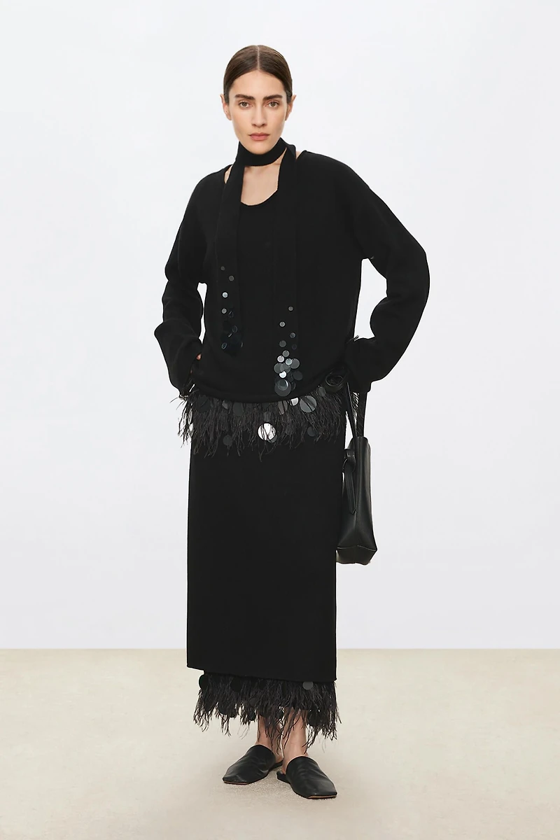 Beaded Cashmere-Wool Blend Sweater Set