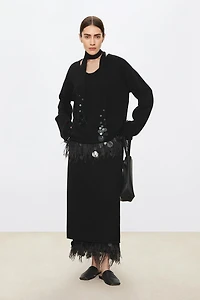 Beaded Cashmere-Wool Blend Sweater Set