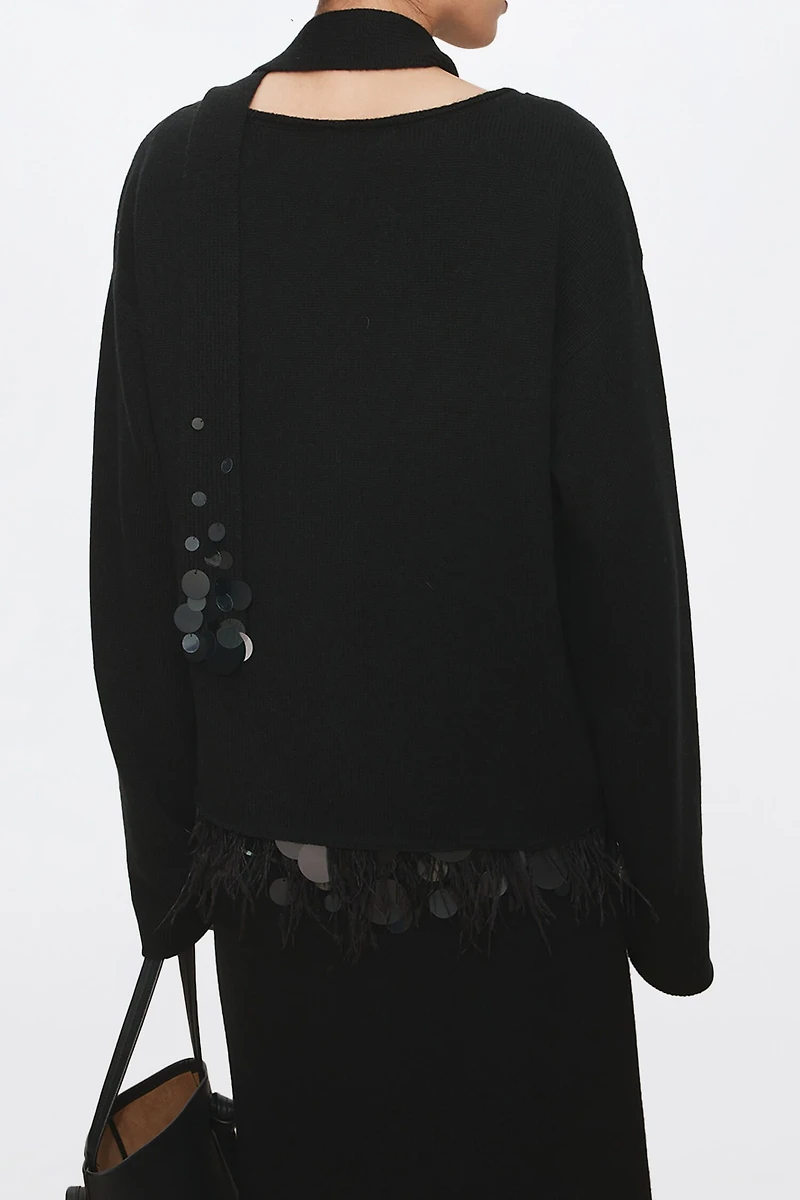 Beaded Cashmere-Wool Blend Sweater Set