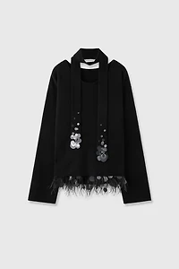 Beaded Cashmere-Wool Blend Sweater Set