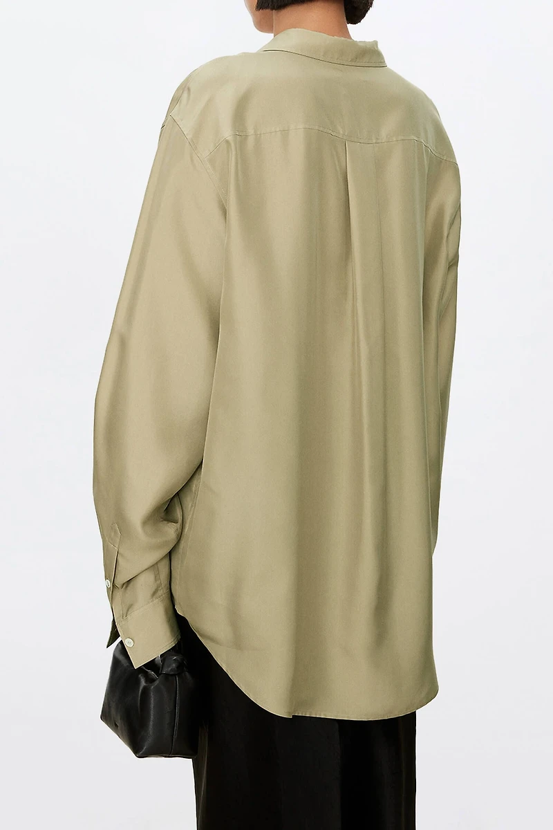 Blazer Collar Silk Oversized Shirt