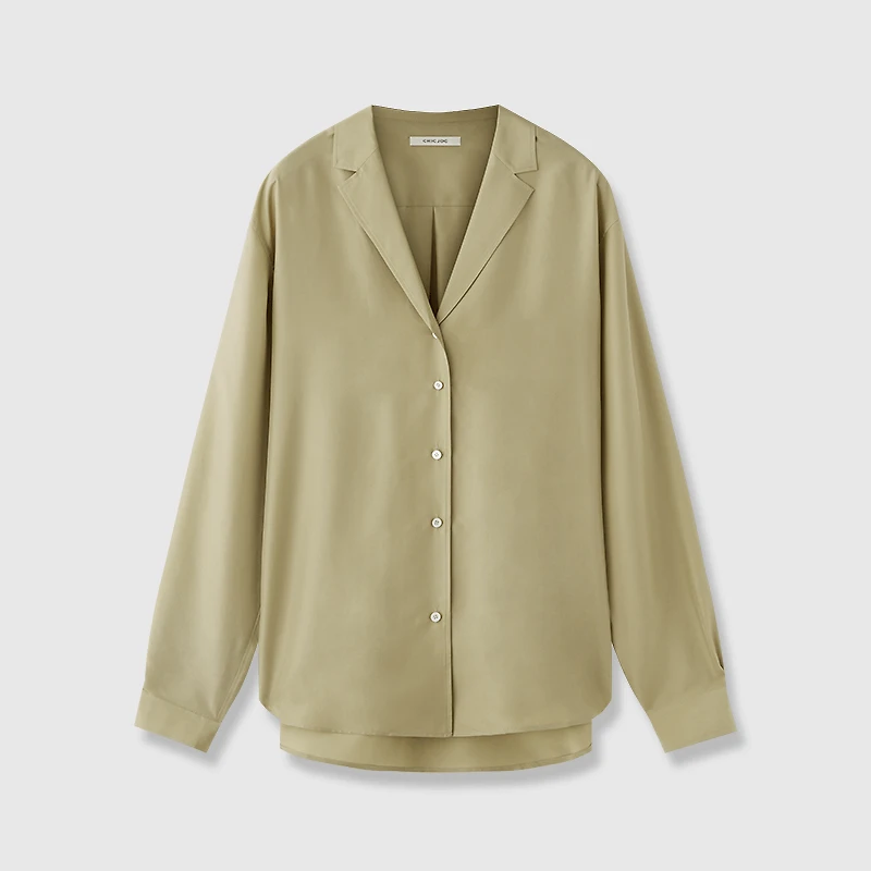 Blazer Collar Silk Oversized Shirt