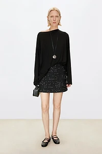 Blended Tweed Mini Skirt