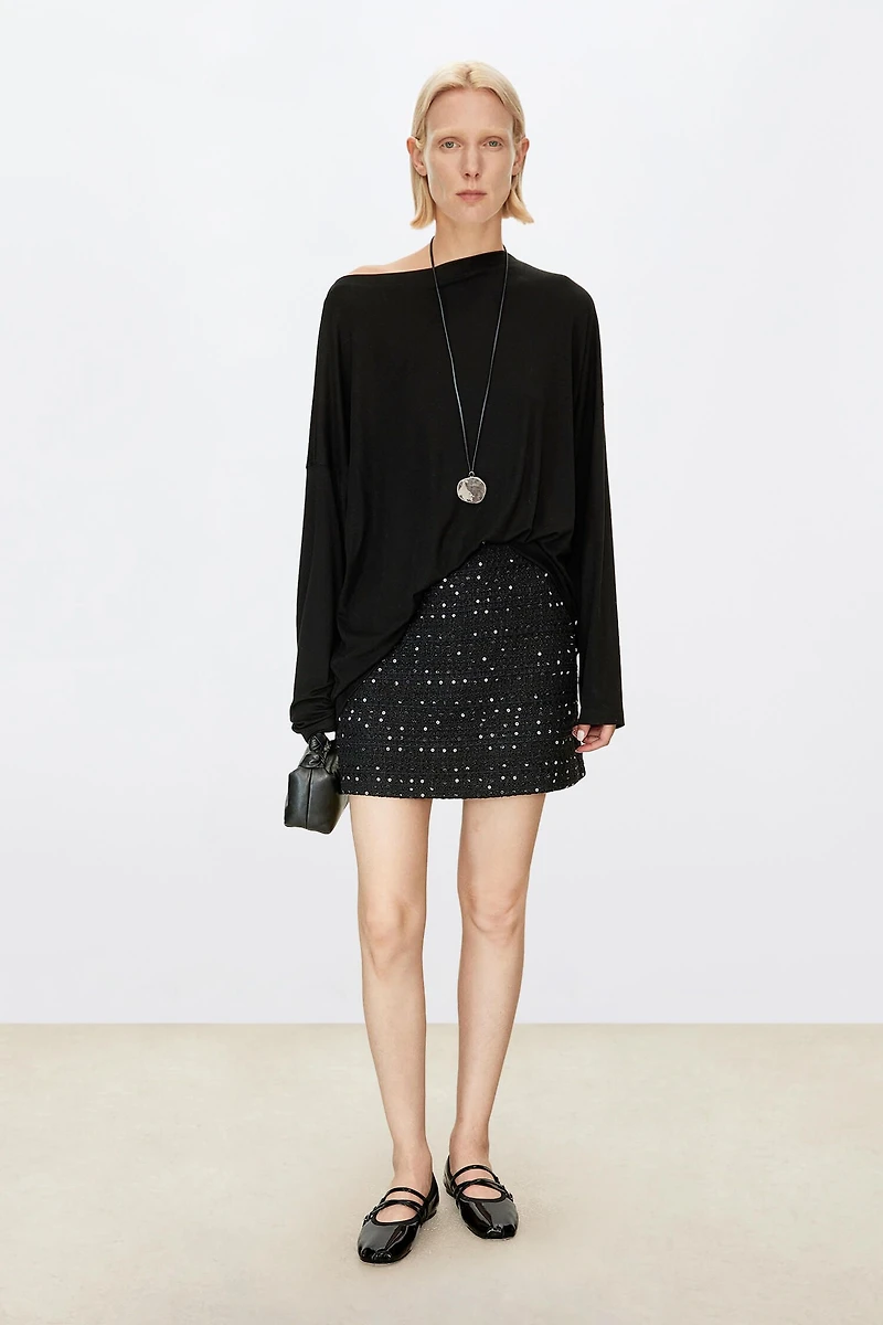 Blended Tweed Mini Skirt