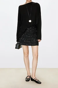 Blended Tweed Mini Skirt