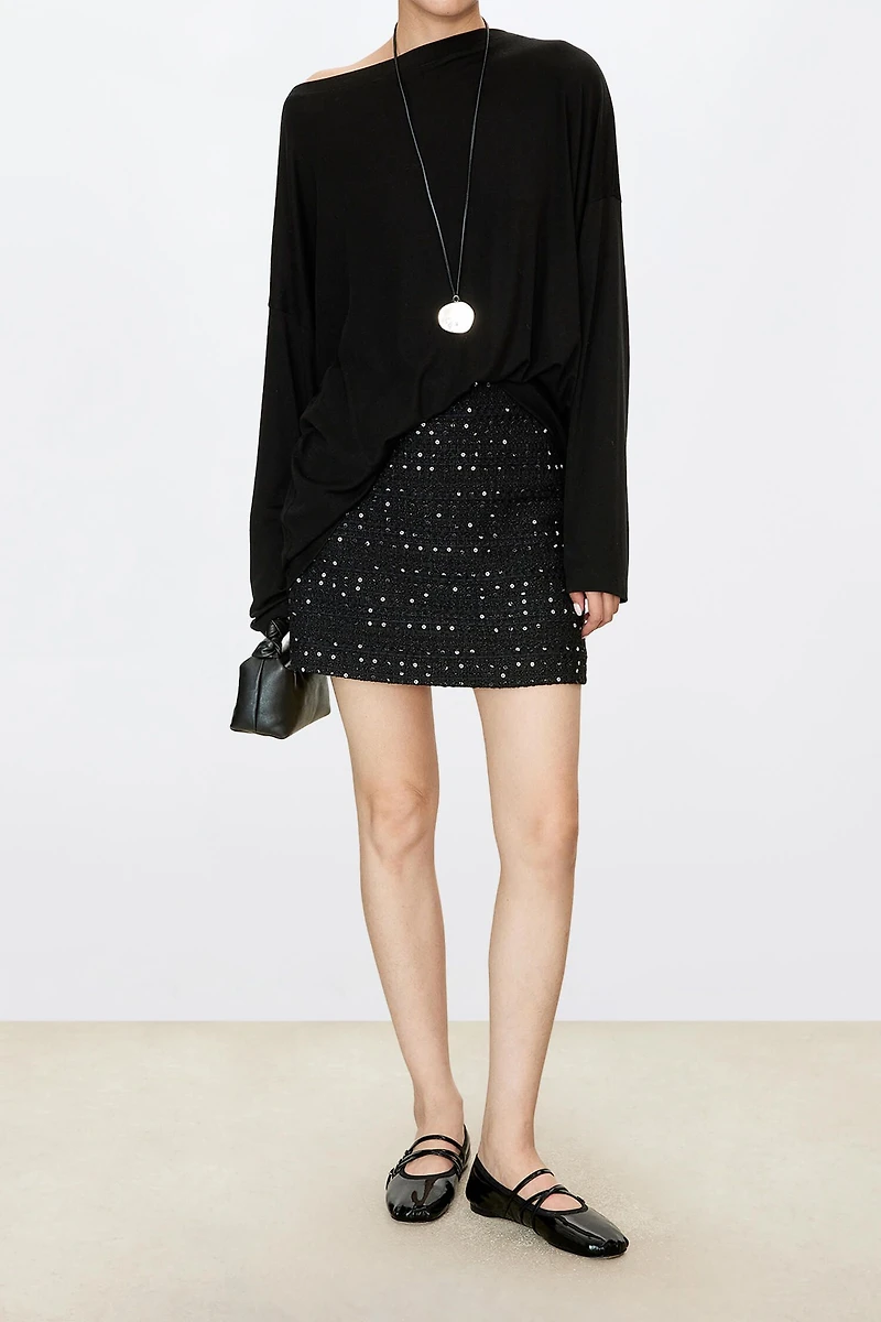 Blended Tweed Mini Skirt