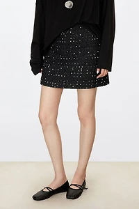 Blended Tweed Mini Skirt