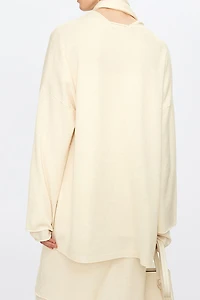 Cashmere Silk Boat Neck Top with Ultra-Fine Scarf